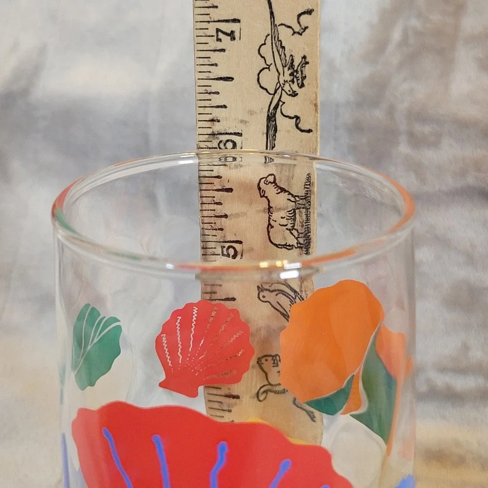 Libbey Tropical Seashells Highball Glasses VTG Coastal Starfish Set 2‎ Beach